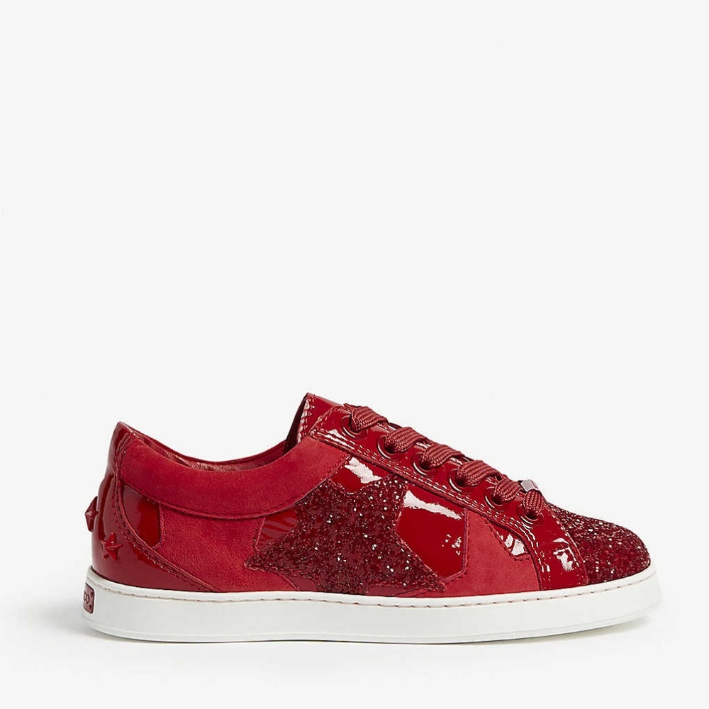 JIMMY CHOO Vintage Cash suede and glitter low-top Sneakers